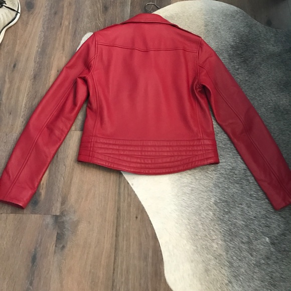 Rag & Bone Red Leather Moto Jacket - Picture 2 of 3
