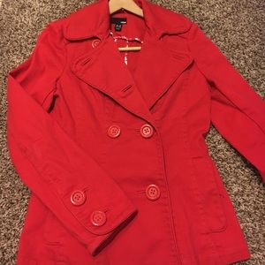 Red pea coat