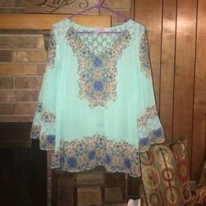 XL sheer & lace blouse great condition