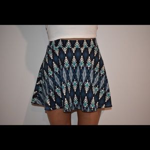 Blue Patterned Skater Skirt
