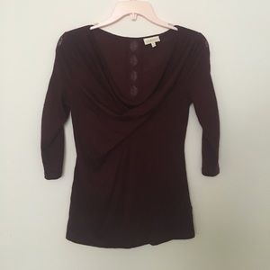 Burgundy XS Anthropologie Top with Lace Details