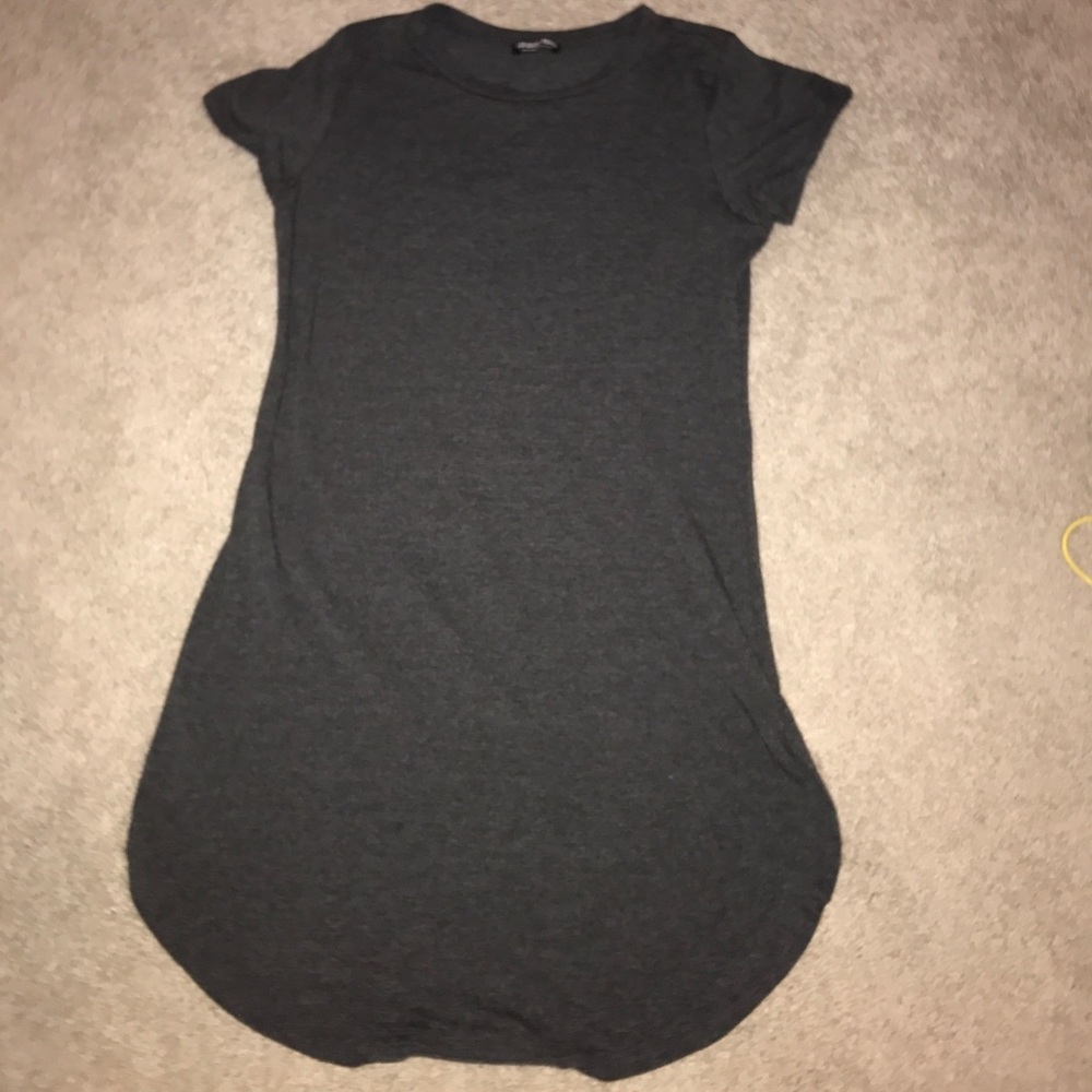 Dark grey dress with a dolphin hem