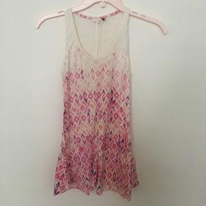 Pink Patterned XS Anthropologie Swing Tank