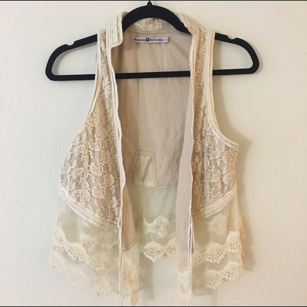 Rancho Estancia Lace Detail Vest Cream Off White S