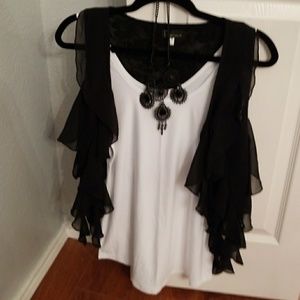 Ruffle and lace vest