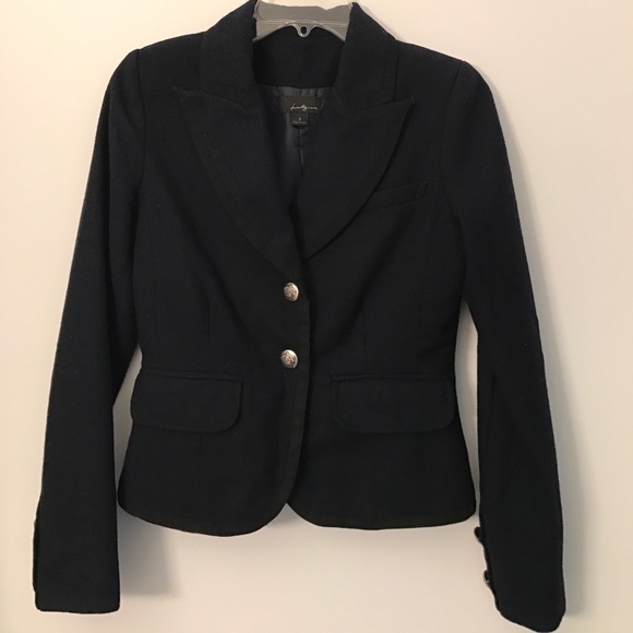 Wool Navy with Black Women's Blazer - Picture 1 of 4