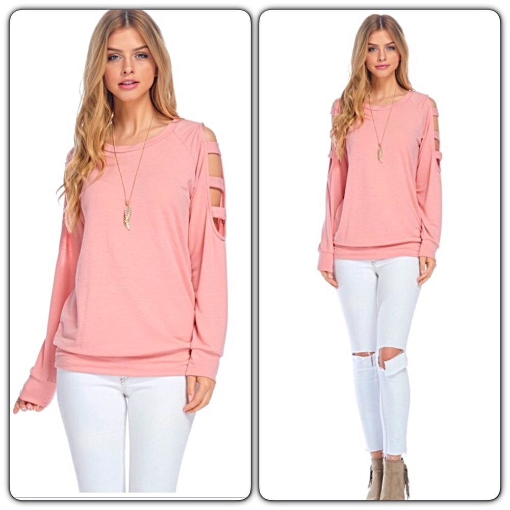 Sold ❣️Gorgeous Soft Blush Ladder Sleeve Top S - Picture 5 of 7