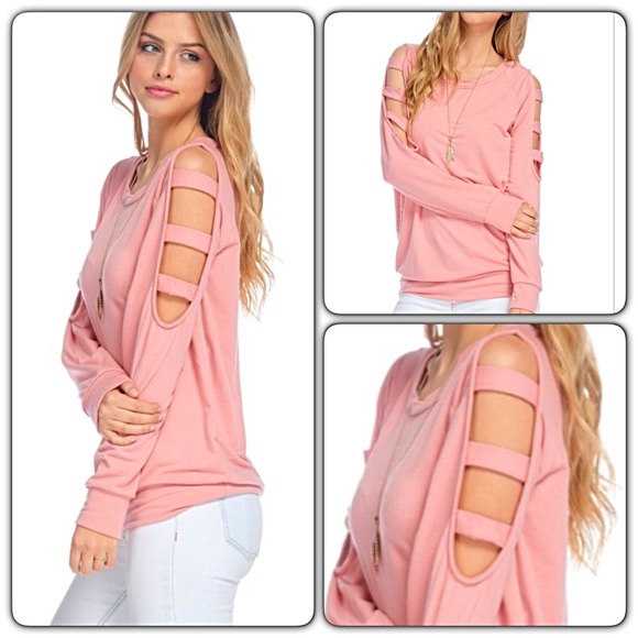 Sold ❣️Gorgeous Soft Blush Ladder Sleeve Top S - Picture 4 of 7