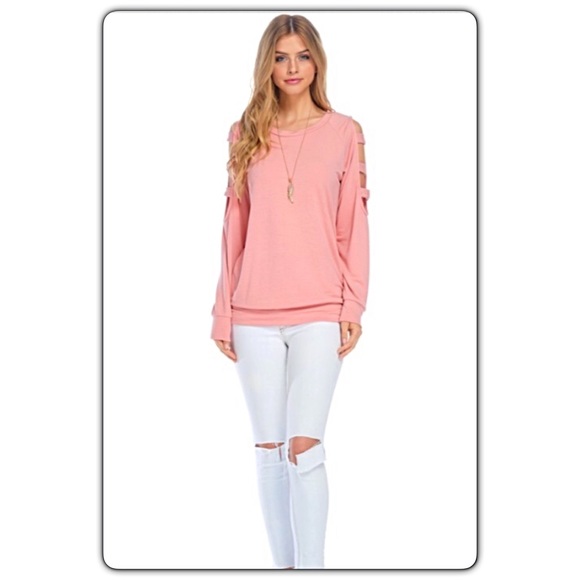 Sold ❣️Gorgeous Soft Blush Ladder Sleeve Top S - Picture 3 of 7