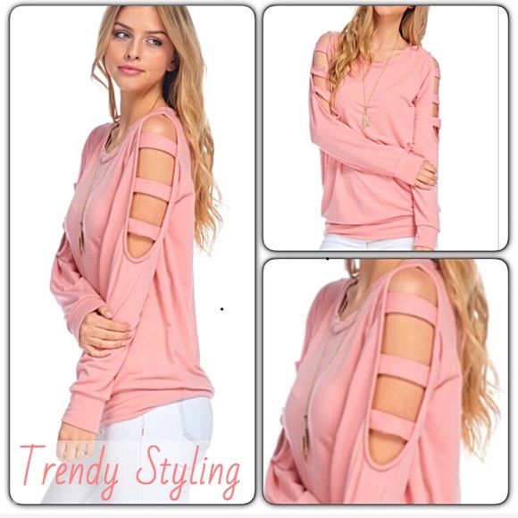 Sold ❣️Gorgeous Soft Blush Ladder Sleeve Top S - Picture 2 of 7