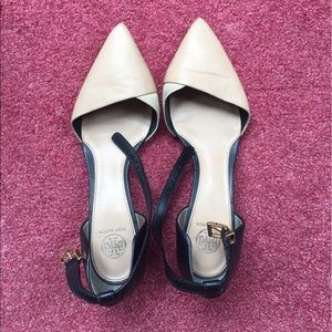 Tory Burch Pointed-Toe Leather Wedges