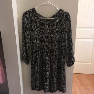 Printed black & creme boho dress