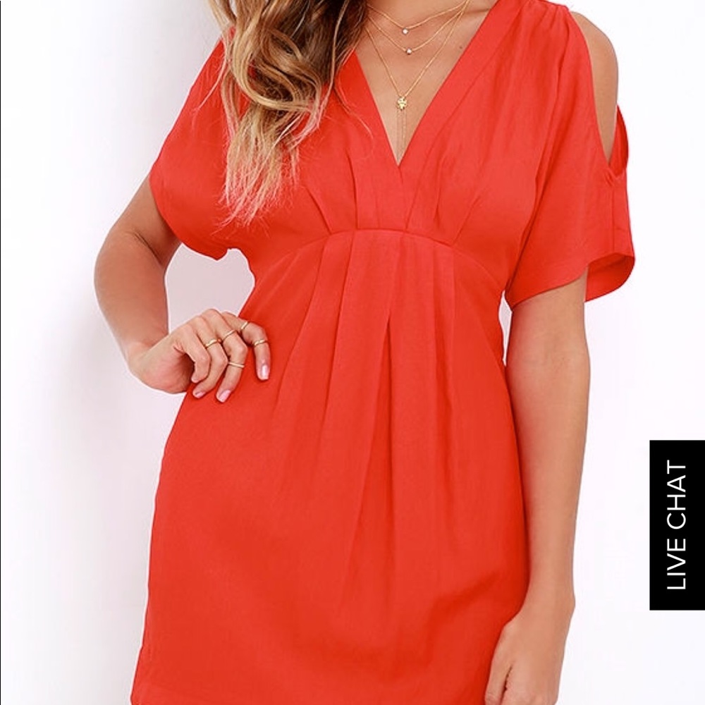 Lulus coral red cold shoulder dress