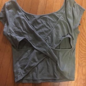Army Green Crop Top w/ Cute Back
