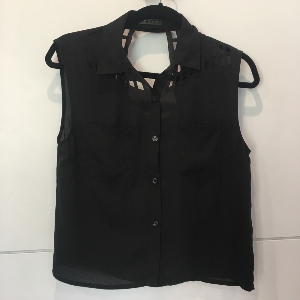 Tcec Black Open Back Button Down - image 1