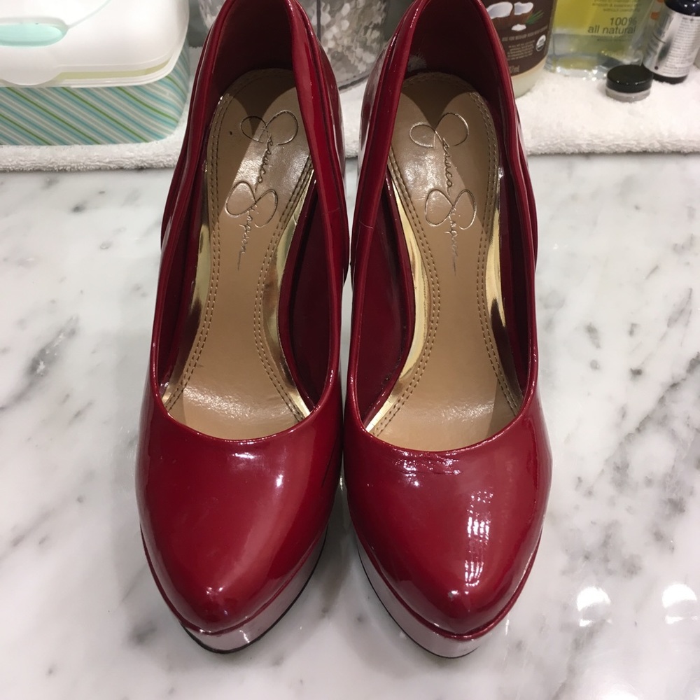 Red/burgendy jessica simpson heels.