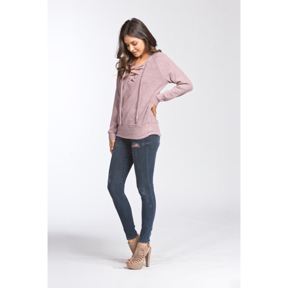 LAST ONE!! Criss Cross Top-MAUVE - Picture 2 of 2