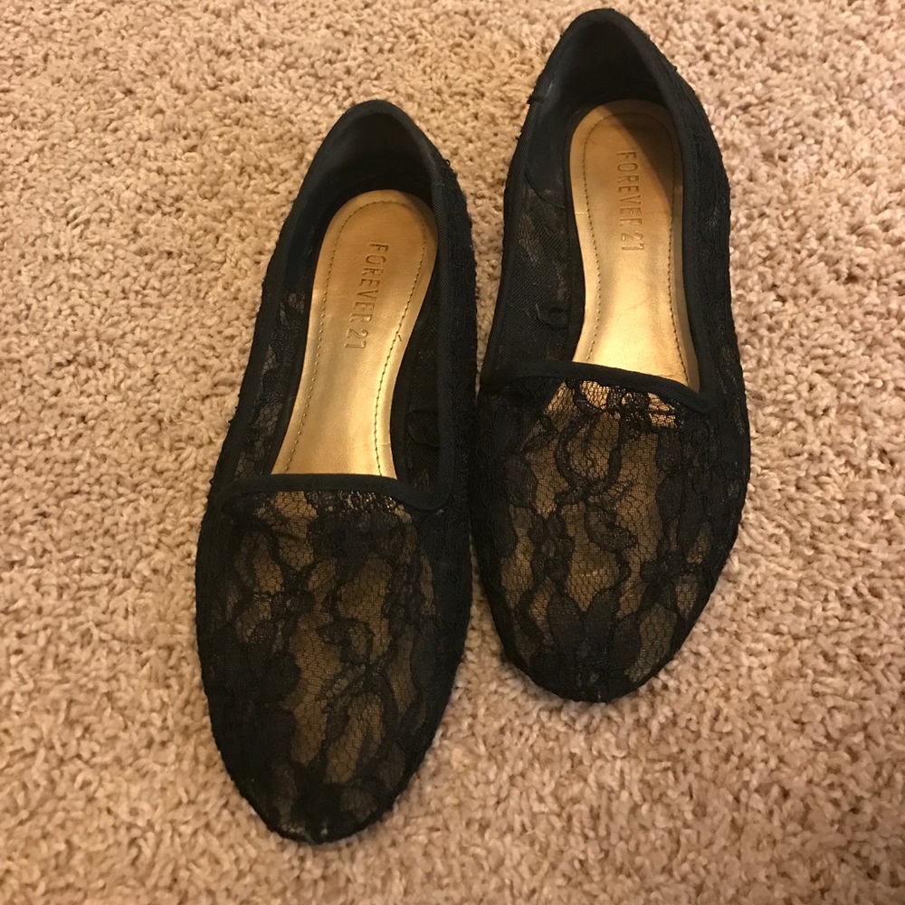 Lace black flats