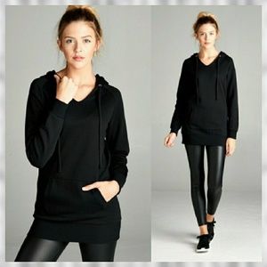 Black Classic Front Pouch Hooded Sweater