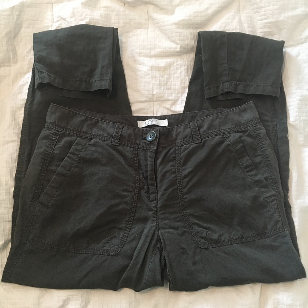 Army green linen pants
