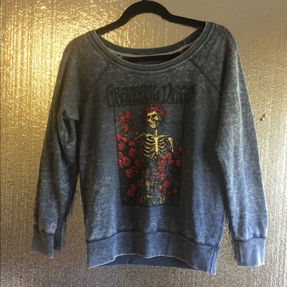 Chaser Sweaters - Chaser: Navy Acid Wash Pullover Grateful Dead