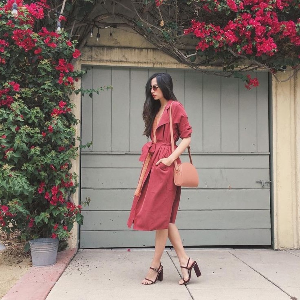 American Apparel Dylan Trench Cabernet