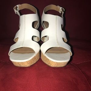 Franco Sarto white wedge heels