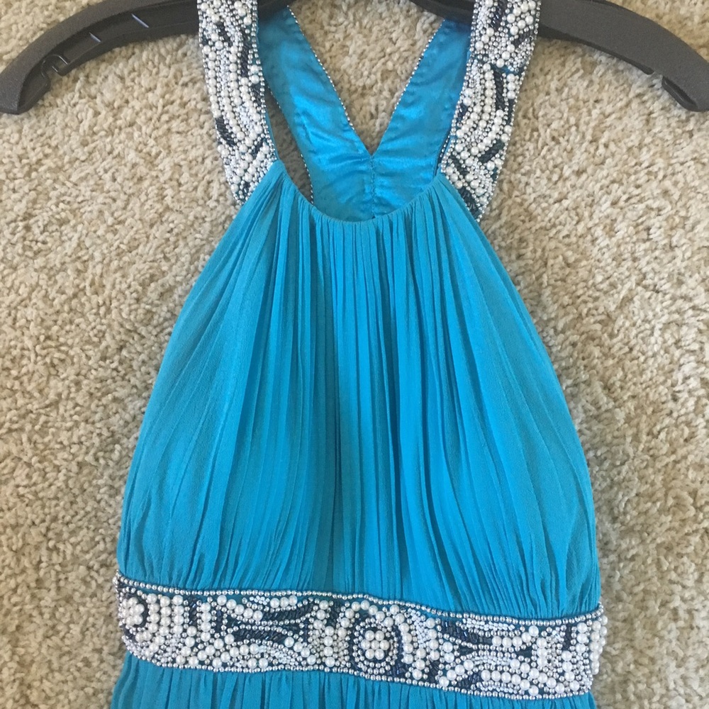 Grecian style long ball gown.