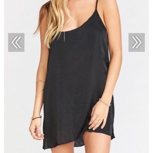 Black silky satin topslip