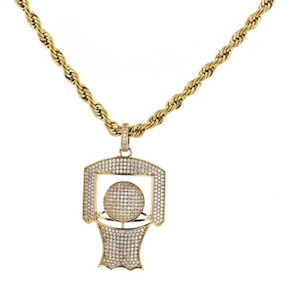 Stainless Steel Basketball Pendant Necklace