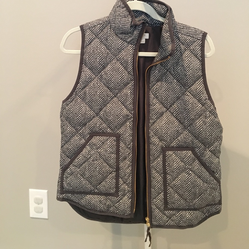 Gray jcrew herringbone vest