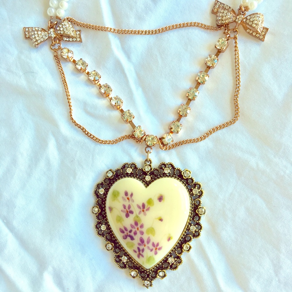 Betsey Johnson Floral Heart Necklace