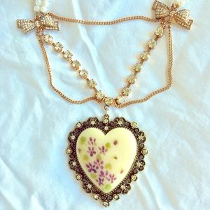 Betsey Johnson Floral Heart Necklace