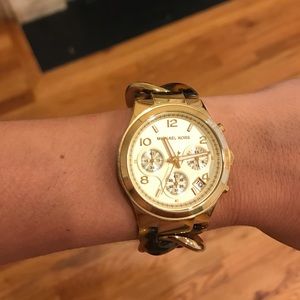 Michael Kors Tortoise and Gold Watch