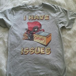 Gray deadpool "I have issues" t-shirt