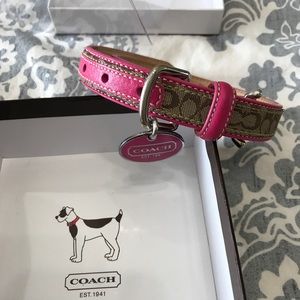 Coach pink signature dog collar
