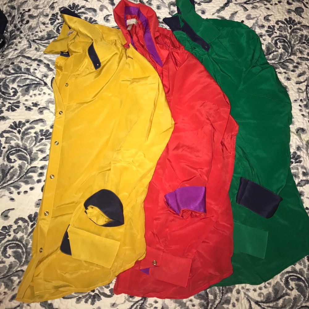 Three Banana Republic long sleeve silk button down