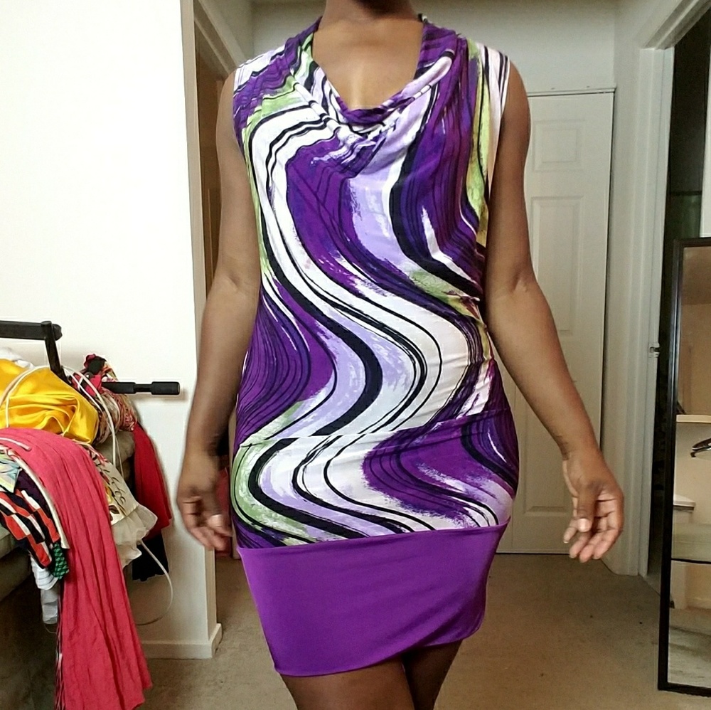 Cowl Neck Swirl Dress
