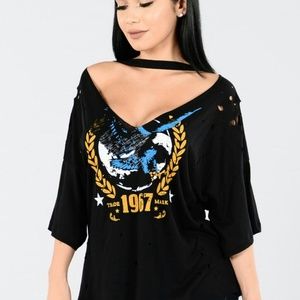 Black Graphic Choker Tee