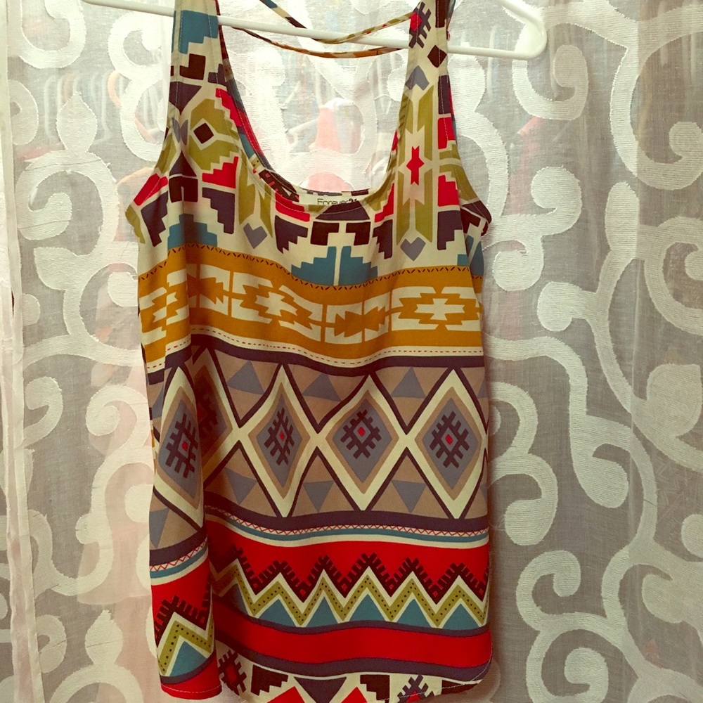 Aztec print layering tank
