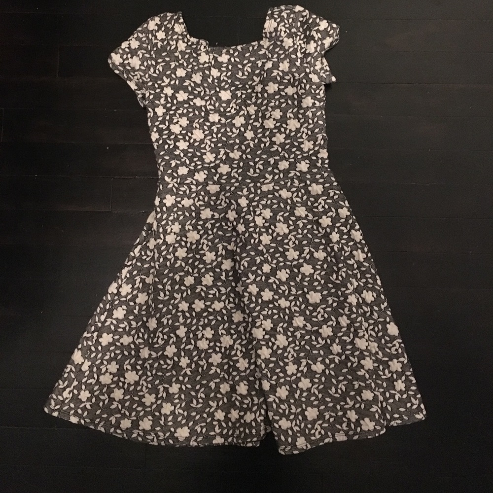 grey and white skater dress