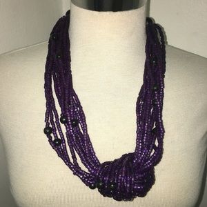 Ashely Stewart Purple Beaded Knot Necklace