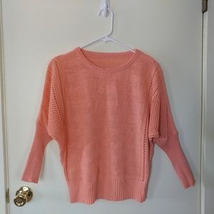 Coral Scoop Neck Dolman Sleeve Openwork