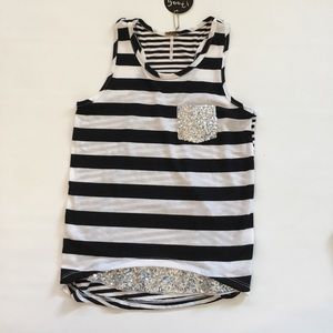 New Poof Girl Striped Black and White Bling Large
