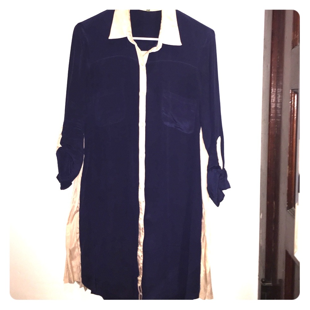 Long sleeve button chiffon dress