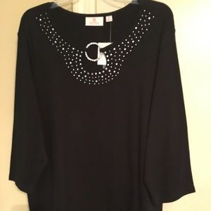 NWT Quacker Factory black sparkle top