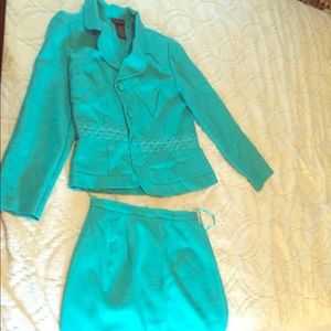Elegant Turquoise skirt suit