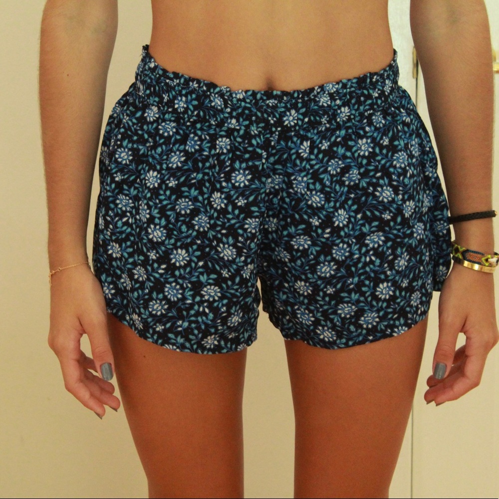 Blue Floral Shorts