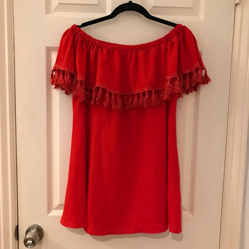 Boohoo Red Off The Shoulder mini dress