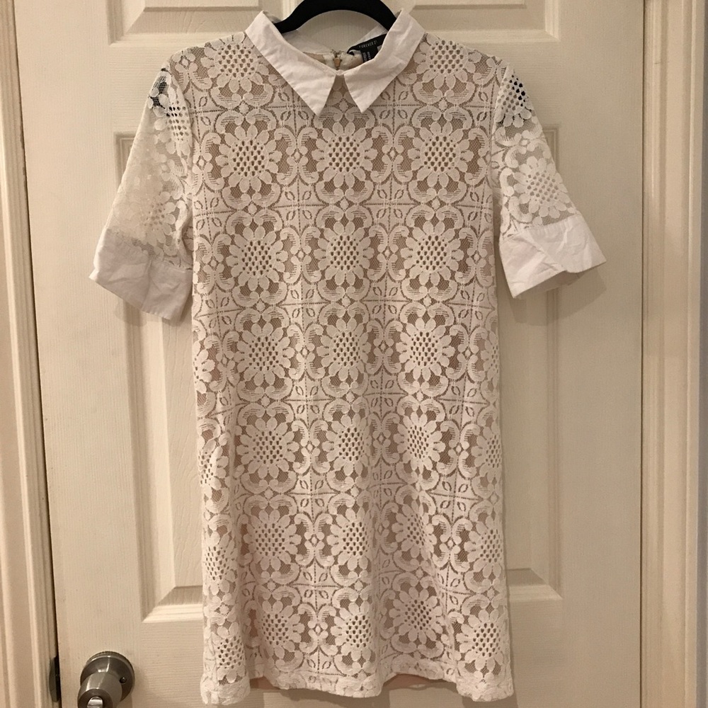 Forever 21 White Lace Dress with Collar